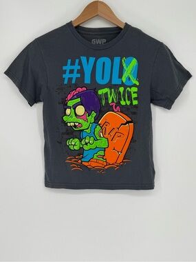 GWP Sport Boys M (8) Gray Zombie Graphic Crew-Neck Tee w/ 3D Puff Print (2013)